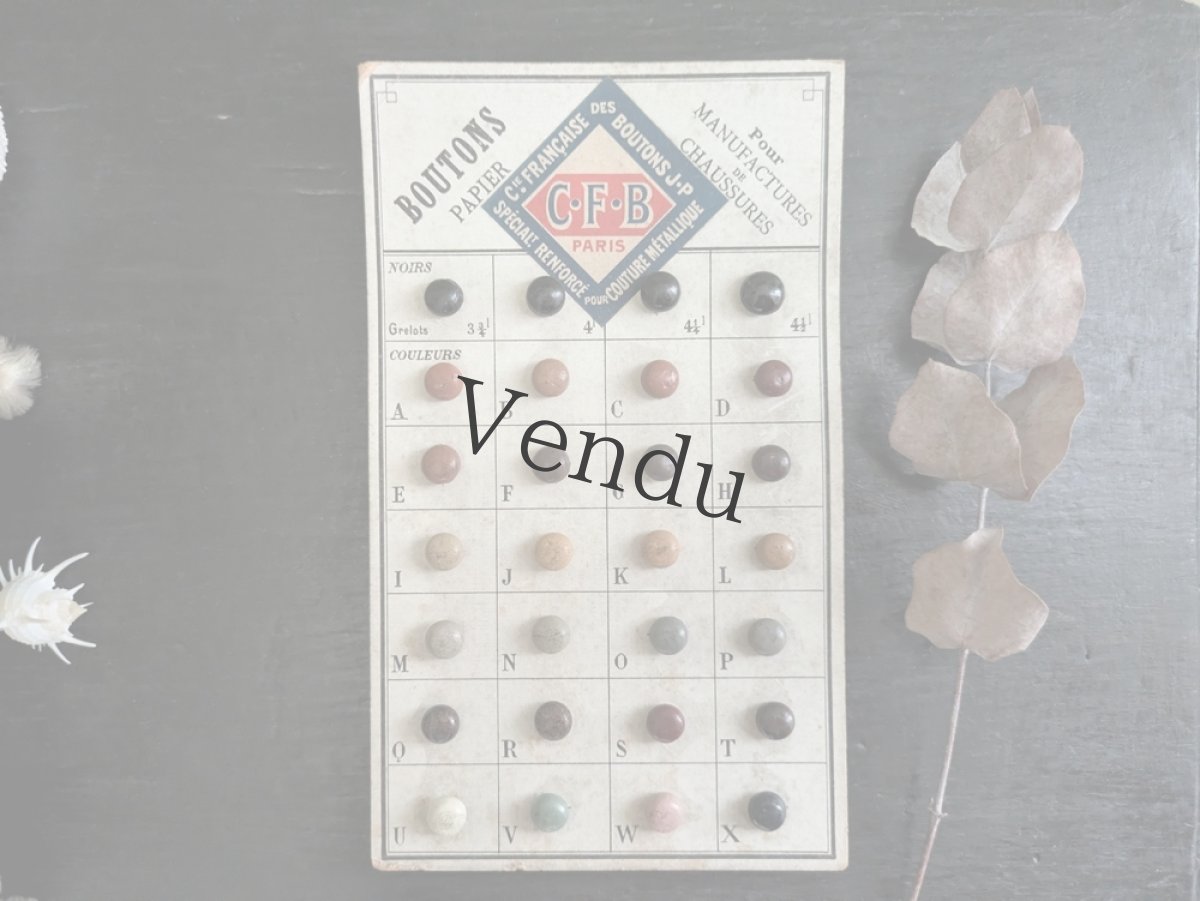 画像1: フランス 1910-30年 シューボタンサンプルシート C.F.B (1)