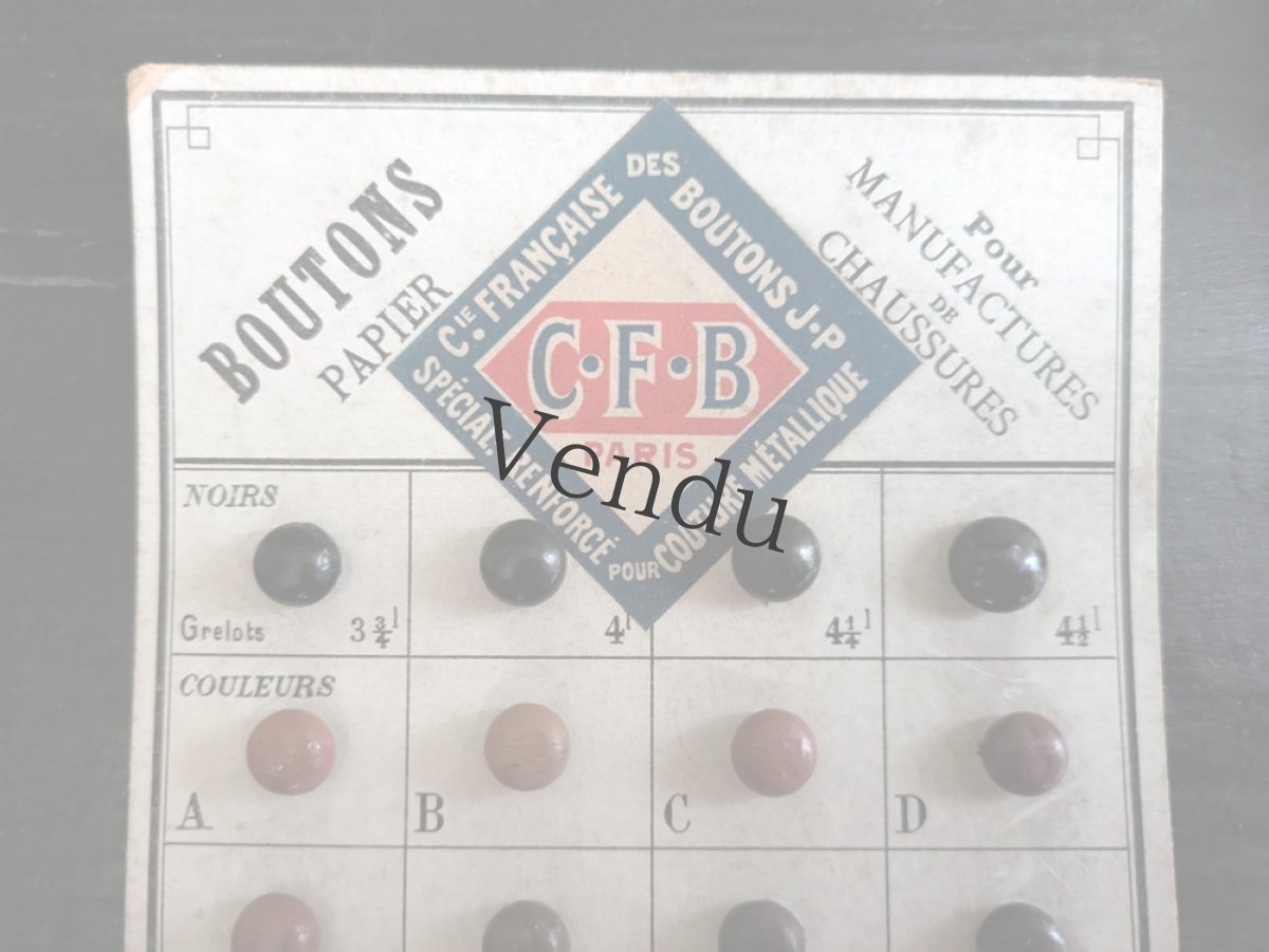 画像2: フランス 1910-30年 シューボタンサンプルシート C.F.B (2)
