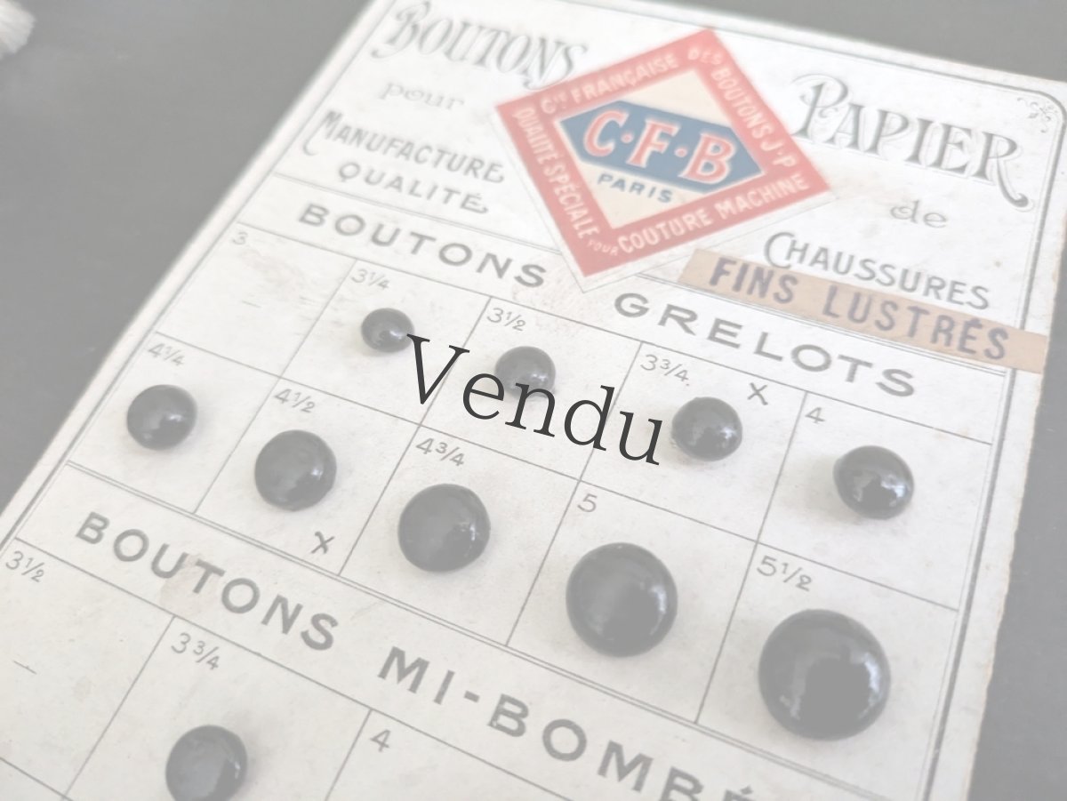 画像3: フランス 1910-30年 シューボタンサンプルシート ノワール C.F.B (3)