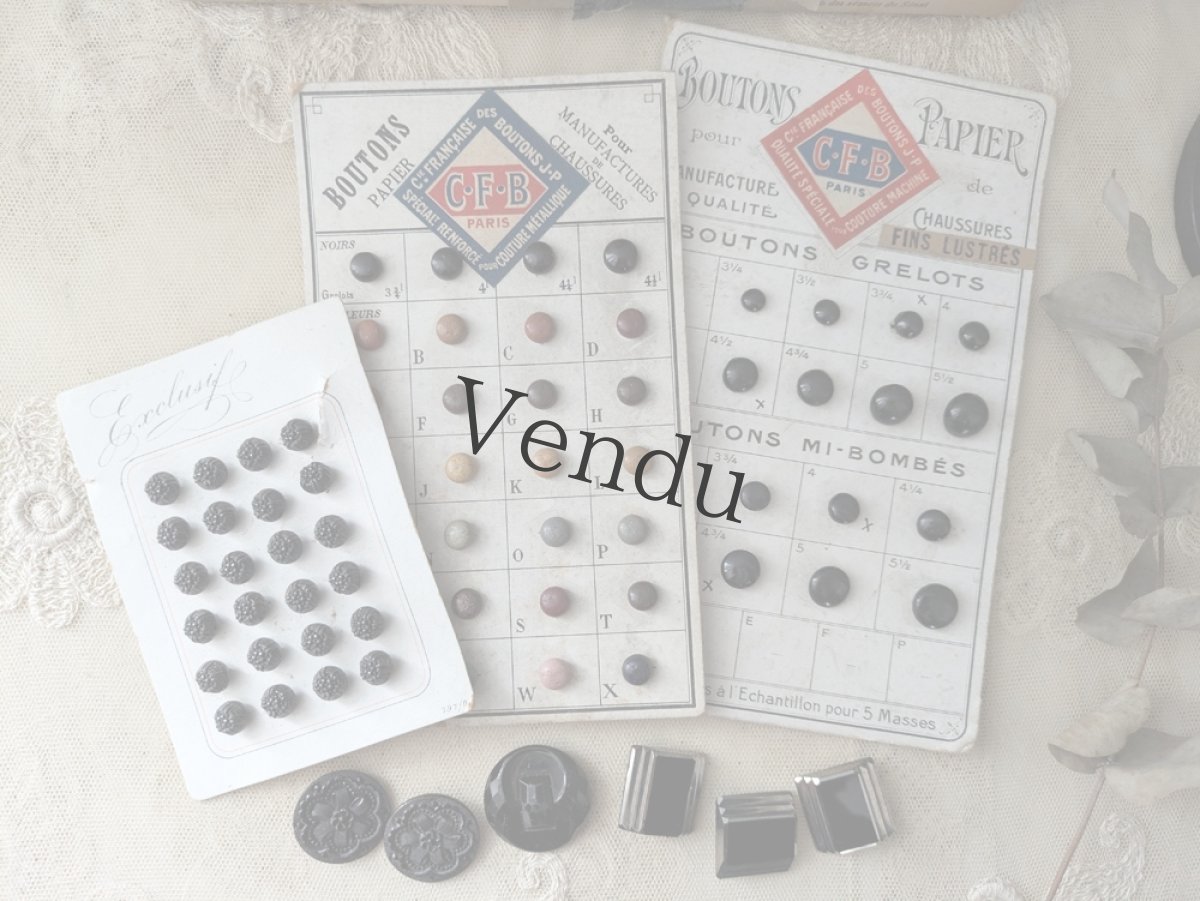 画像7: フランス 1910-30年 シューボタンサンプルシート ノワール C.F.B (7)