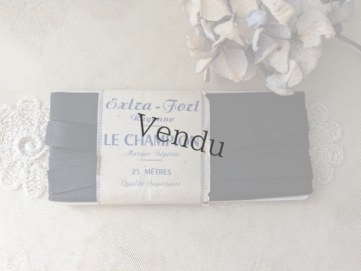 画像3: フランスヴィンテージ　ラベル付きリボン ノアール (3)