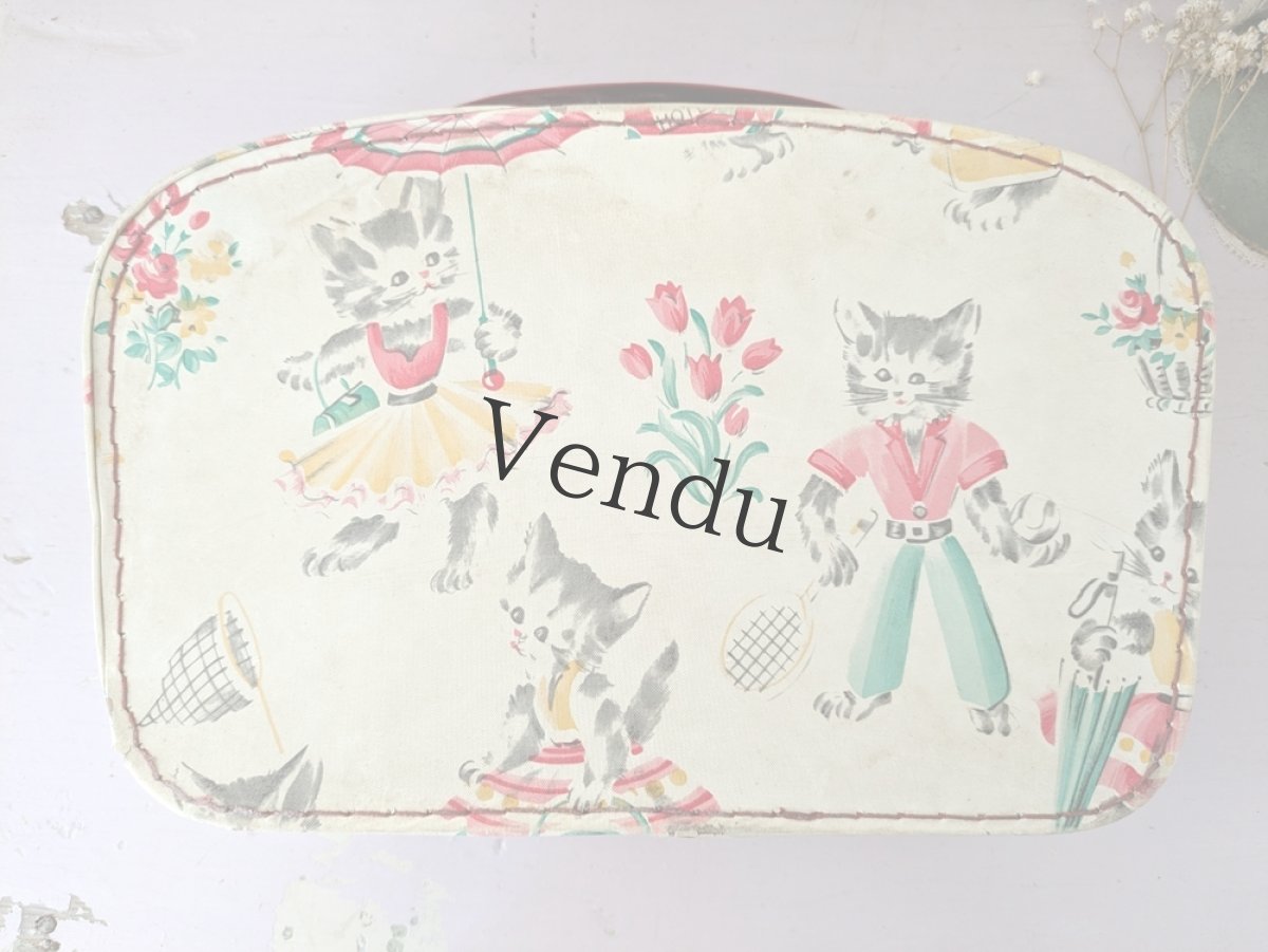 画像9: フランス 1960年代 猫ちゃんのお裁縫ケース／メルスリーセット (9)