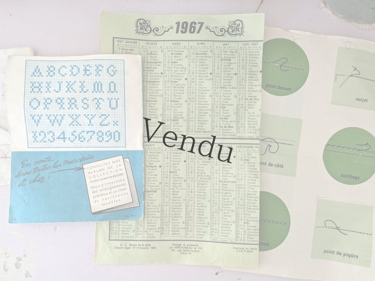 画像8: フランス 1960年代 猫ちゃんのお裁縫ケース／メルスリーセット (8)