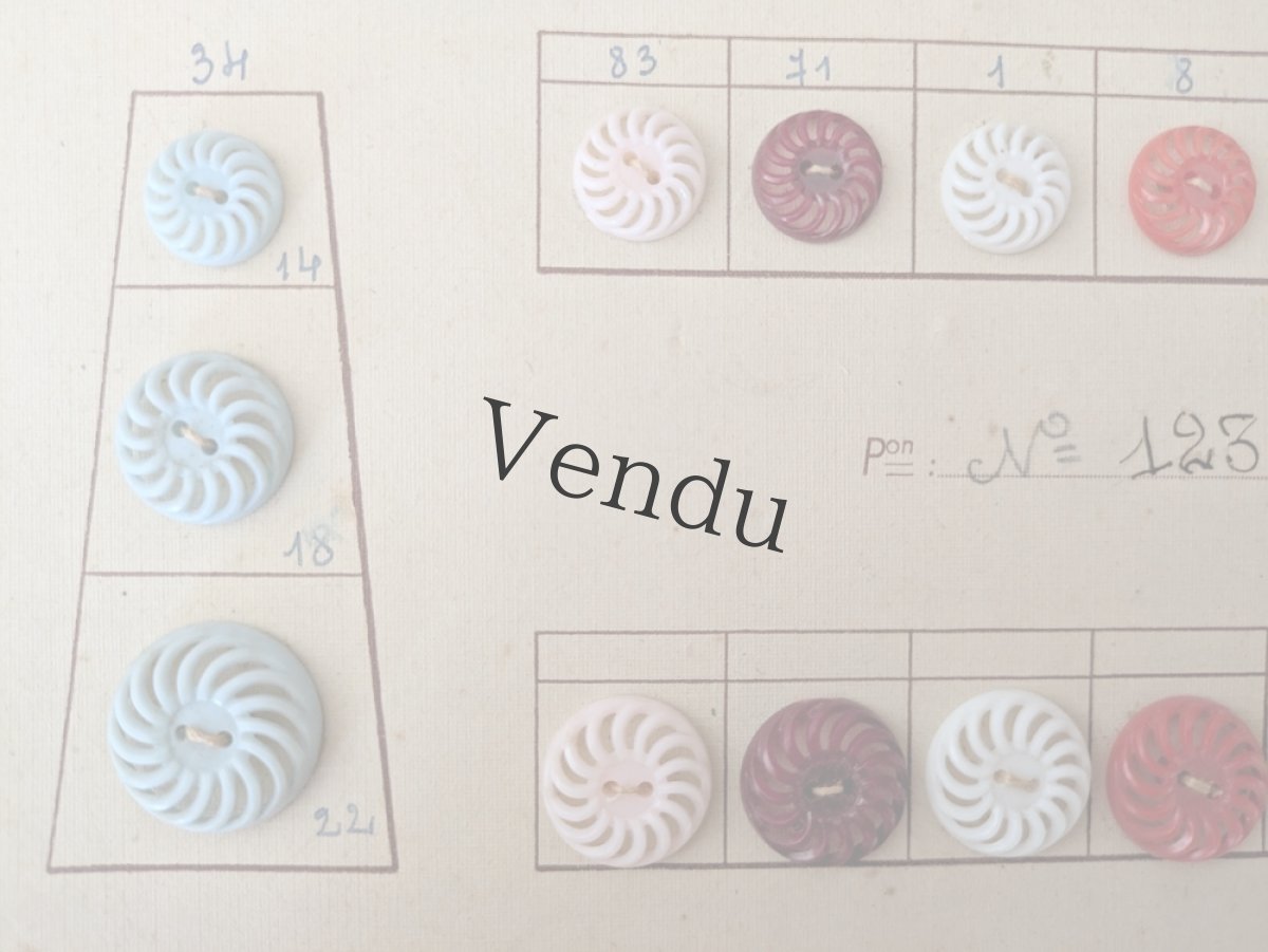 画像2: フランス 1940-50年代 カラフルなボタンサンプルシート 14mm+18mm+22mm (2)