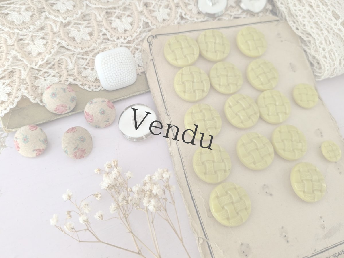 画像5: フランス 1930-40年代 ガラスボタン 白×シルバー 3個セット 22mm (5)