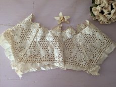 画像5: フランス 1900年前後 白糸刺繍の小さなつけ襟 (5)