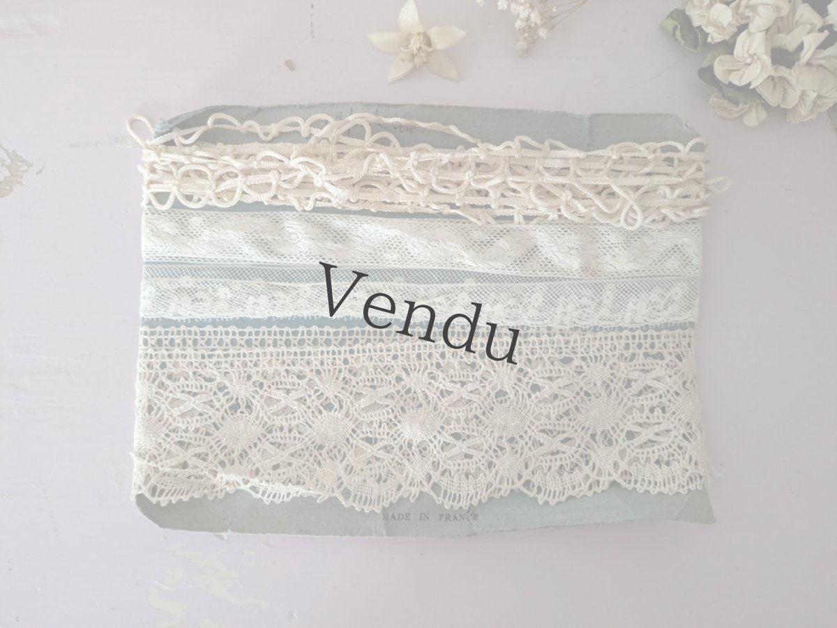 画像5: フランス蚤の市　台紙巻きレース4種セット (5)