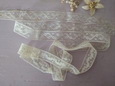画像7: フランスアンティーク　チュール刺繍レース 2本セット (7)