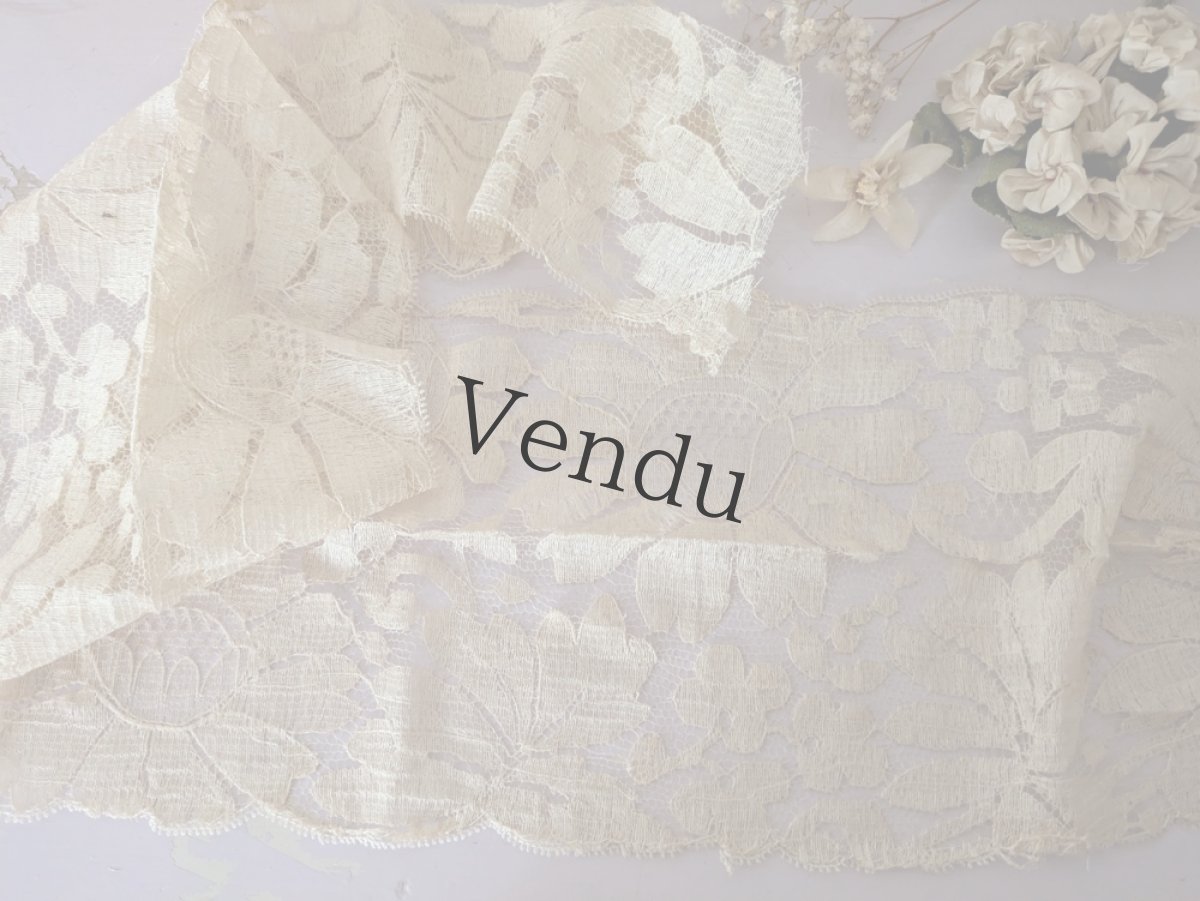 画像6: フランスアンティーク　幅広チュール刺繍レース アネモネ (6)