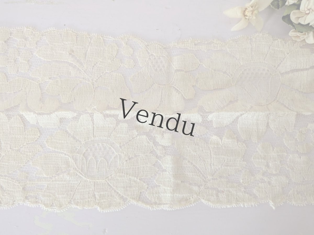 画像5: フランスアンティーク　幅広チュール刺繍レース アネモネ (5)
