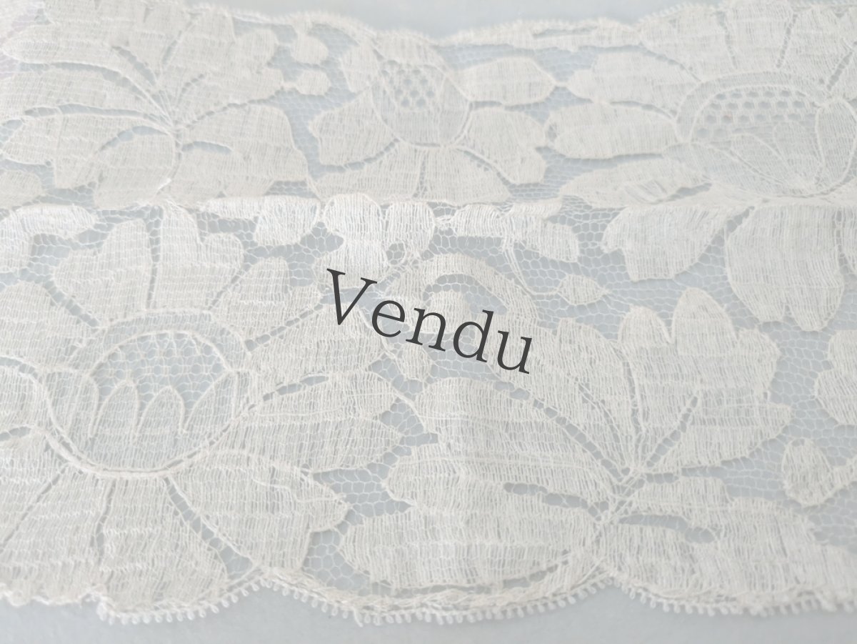 画像2: フランスアンティーク　幅広チュール刺繍レース アネモネ (2)