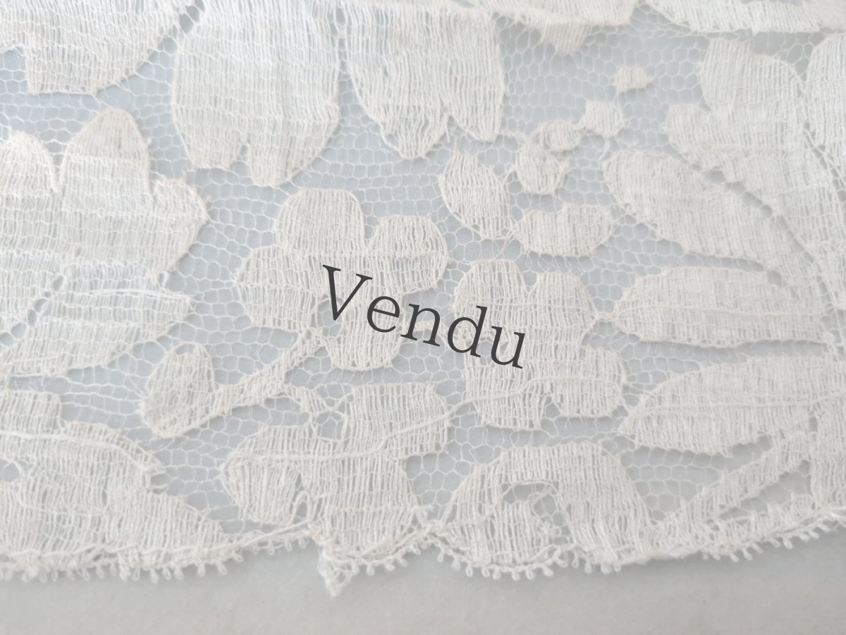 画像4: フランスアンティーク　幅広チュール刺繍レース アネモネ (4)