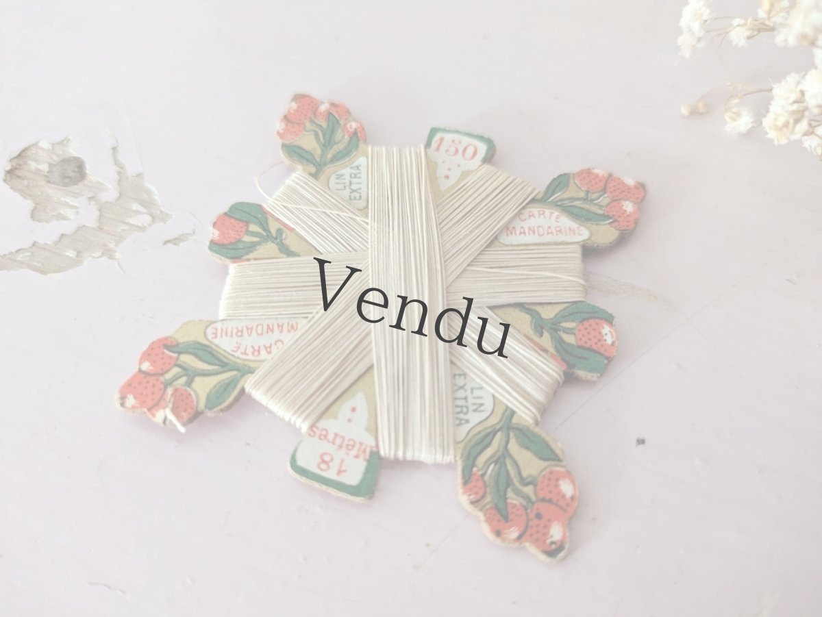 画像2: フランス 1900年前後 リネン糸巻き 150 CARTE MANDARINE (2)