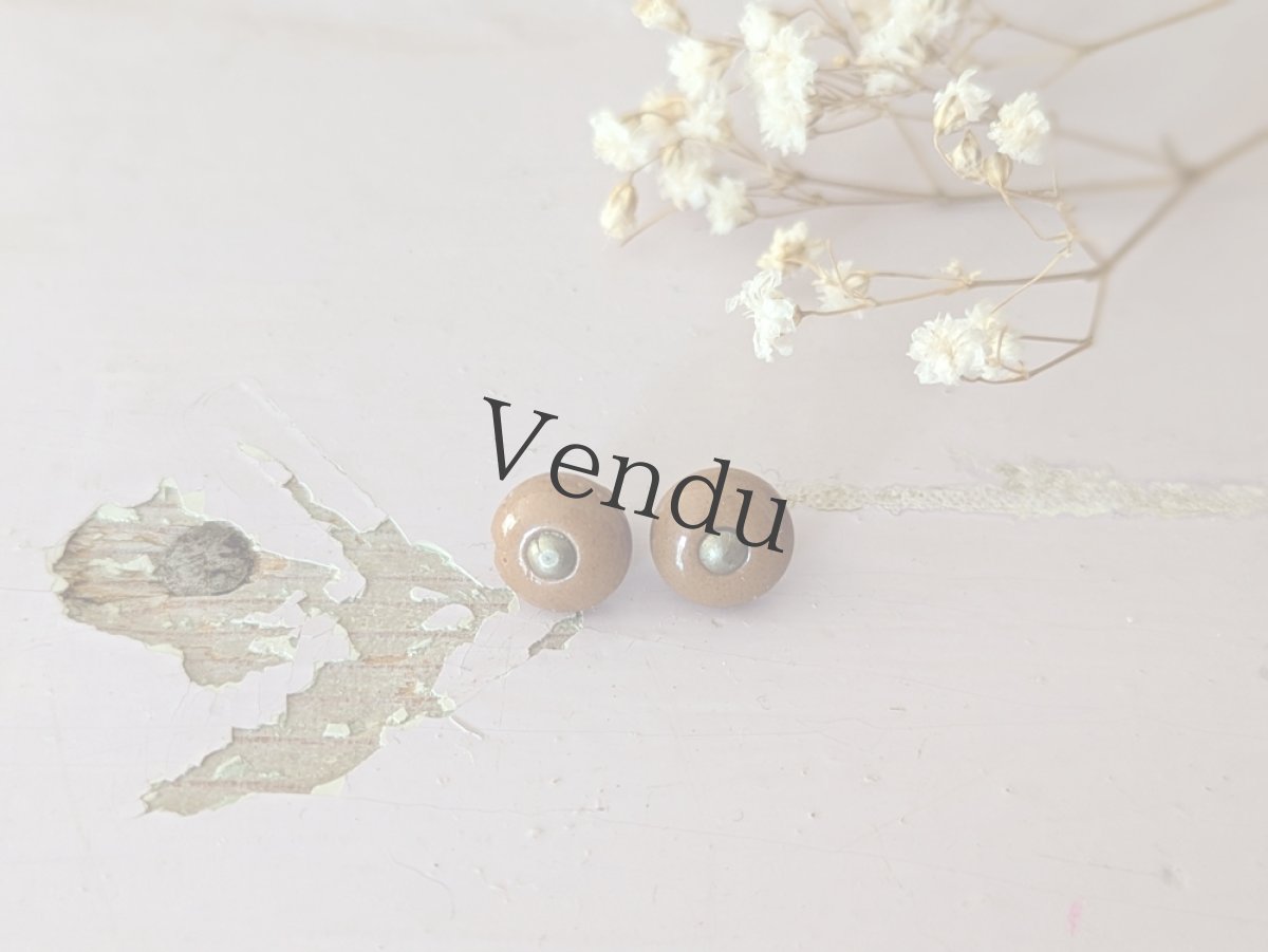 画像1: フランス 1900年前後 靴用ボタン／シュ―ボタン キャラメル 2個セット 9mm (1)