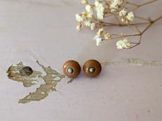 画像1: フランス 1900年前後 靴用ボタン／シュ―ボタン キャラメル 2個セット 9mm (1)