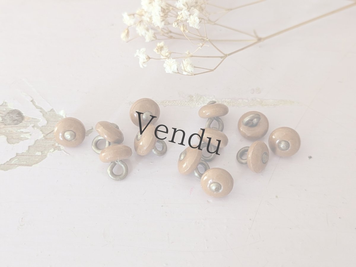 画像3: フランス 1900年前後 靴用ボタン／シュ―ボタン キャラメル 2個セット 9mm (3)