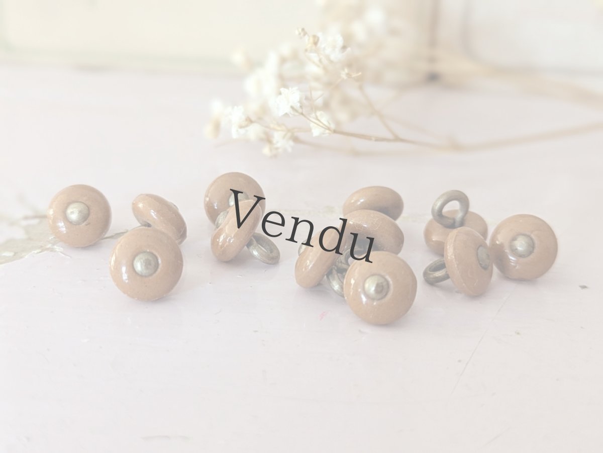 画像4: フランス 1900年前後 靴用ボタン／シュ―ボタン キャラメル 2個セット 9mm (4)