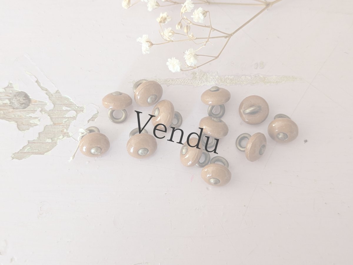 画像5: フランス 1900年前後 靴用ボタン／シュ―ボタン キャラメル 2個セット 9mm (5)