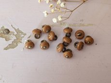 画像5: フランス 1900年前後 靴用ボタン／シュ―ボタン キャラメル 2個セット 9mm (5)