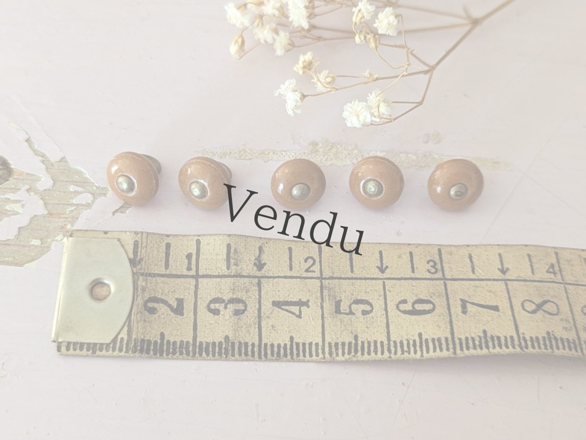 画像6: フランス 1900年前後 靴用ボタン／シュ―ボタン キャラメル 2個セット 9mm (6)