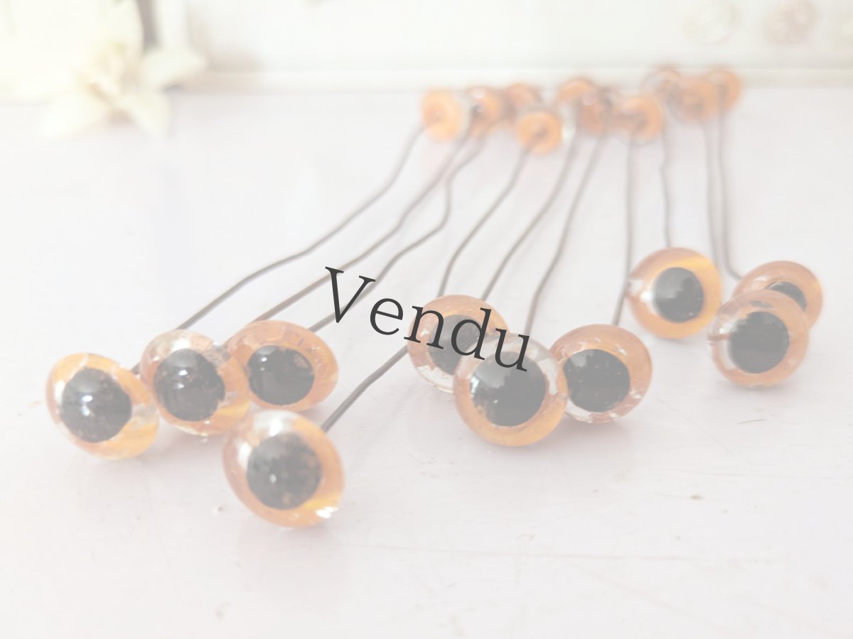 画像4: フランス 1930-50年頃 グラスアイ 5本セット／オレンジ12mm (4)