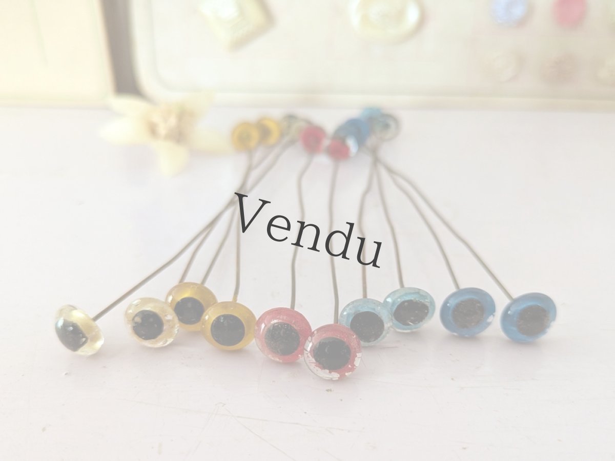 画像1: フランス 1930-50年頃 グラスアイ 10本セット／5色アソート10.5mm (1)