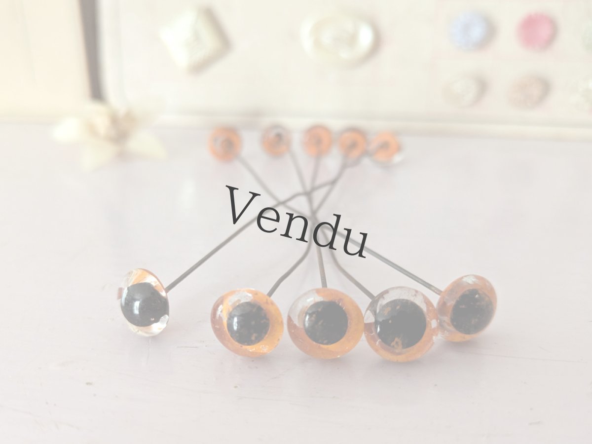 画像1: フランス 1930-50年頃 グラスアイ 5本セット／オレンジ12mm (1)