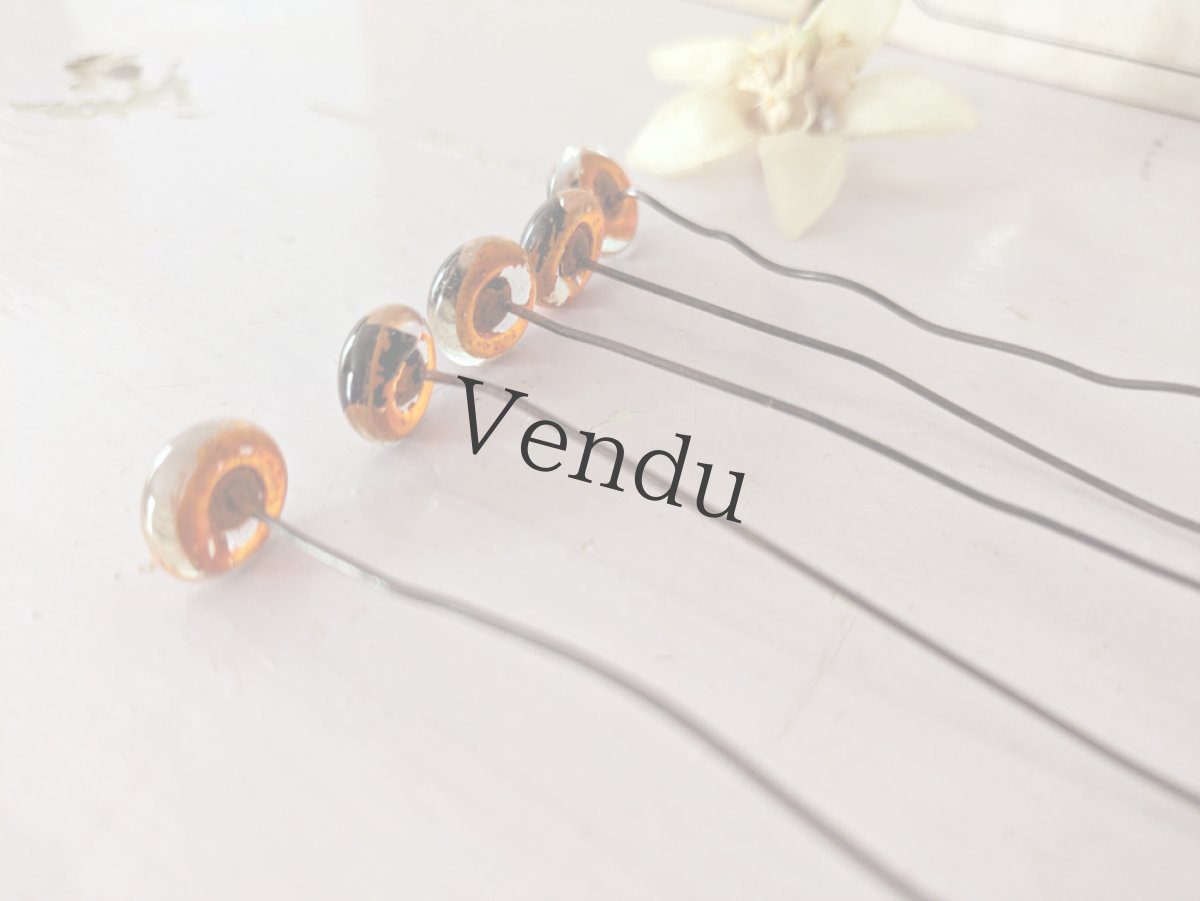 画像3: フランス 1930-50年頃 グラスアイ 5本セット／オレンジ12mm (3)