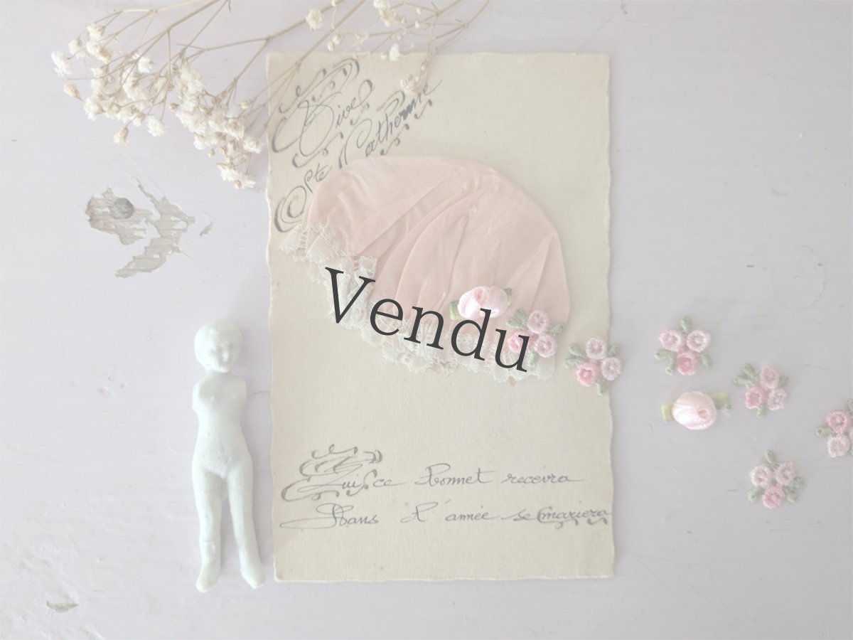 画像5: フランスアンティーク Ste-Catherine ボネ ポストカード ピンク (5)