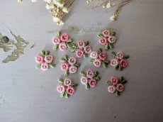 画像1: フランスヴィンテージ　お花のモチーフ ピンク 10個セット (1)