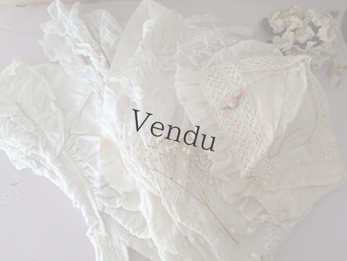 画像12: フランス 1900年前後 シルクとレースの小さなボネ (12)