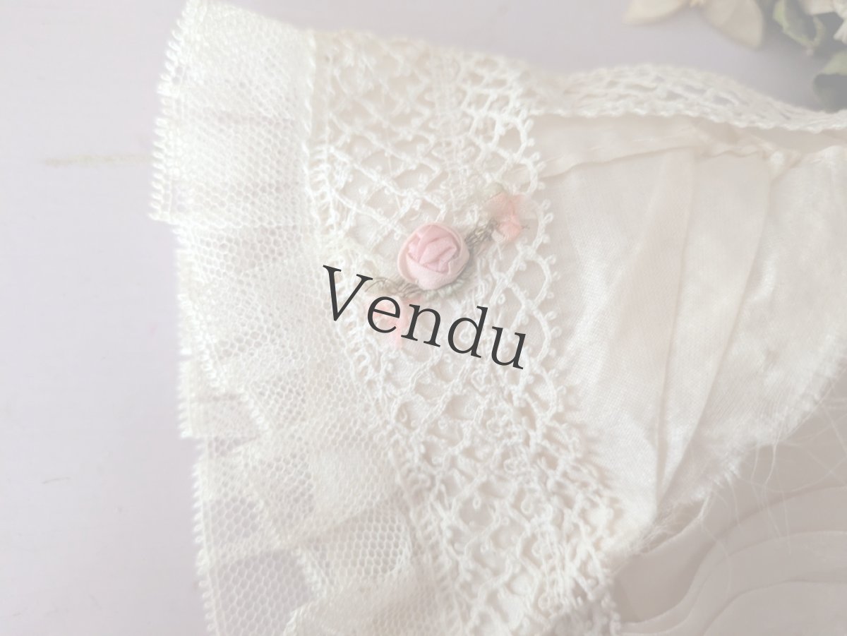 画像2: フランス 1900年前後 シルクとレースの小さなボネ (2)