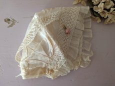 画像4: フランス 1900年前後 シルクとレースの小さなボネ (4)