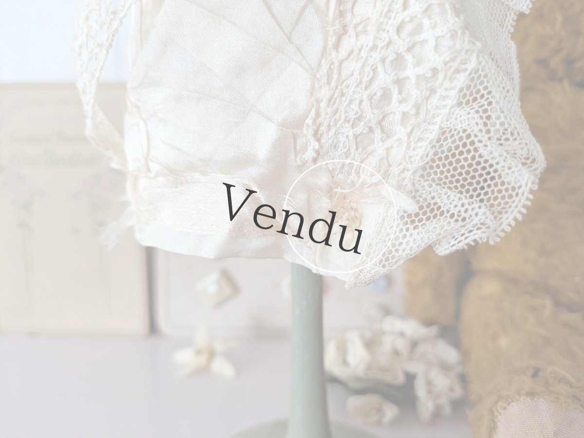 画像11: フランス 1900年前後 シルクとレースの小さなボネ (11)