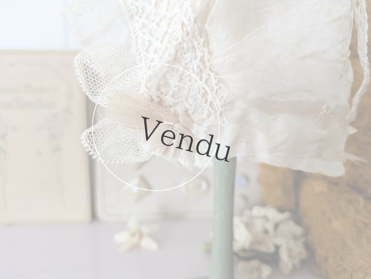 画像10: フランス 1900年前後 シルクとレースの小さなボネ (10)