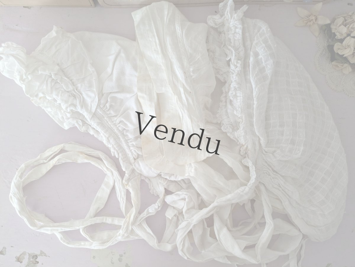 画像1: フランスアンティーク コットンボネ 3種セット (1)