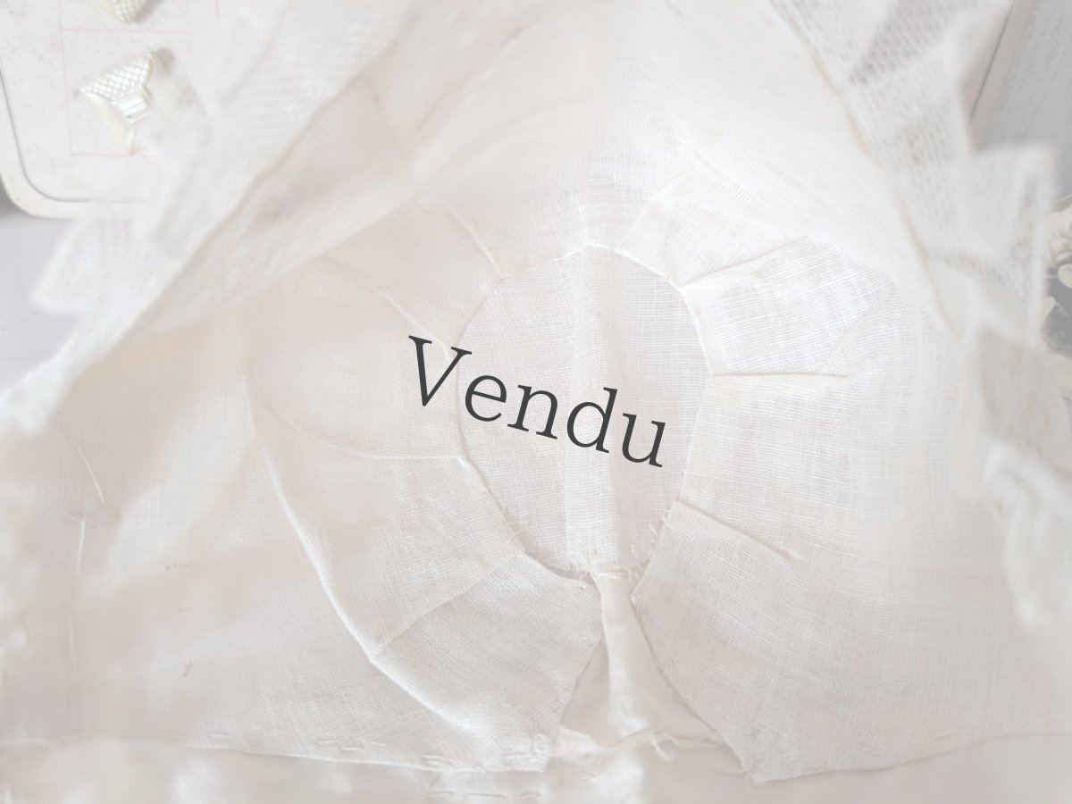 画像8: フランス 1900年前後 シルクとレースの小さなボネ (8)