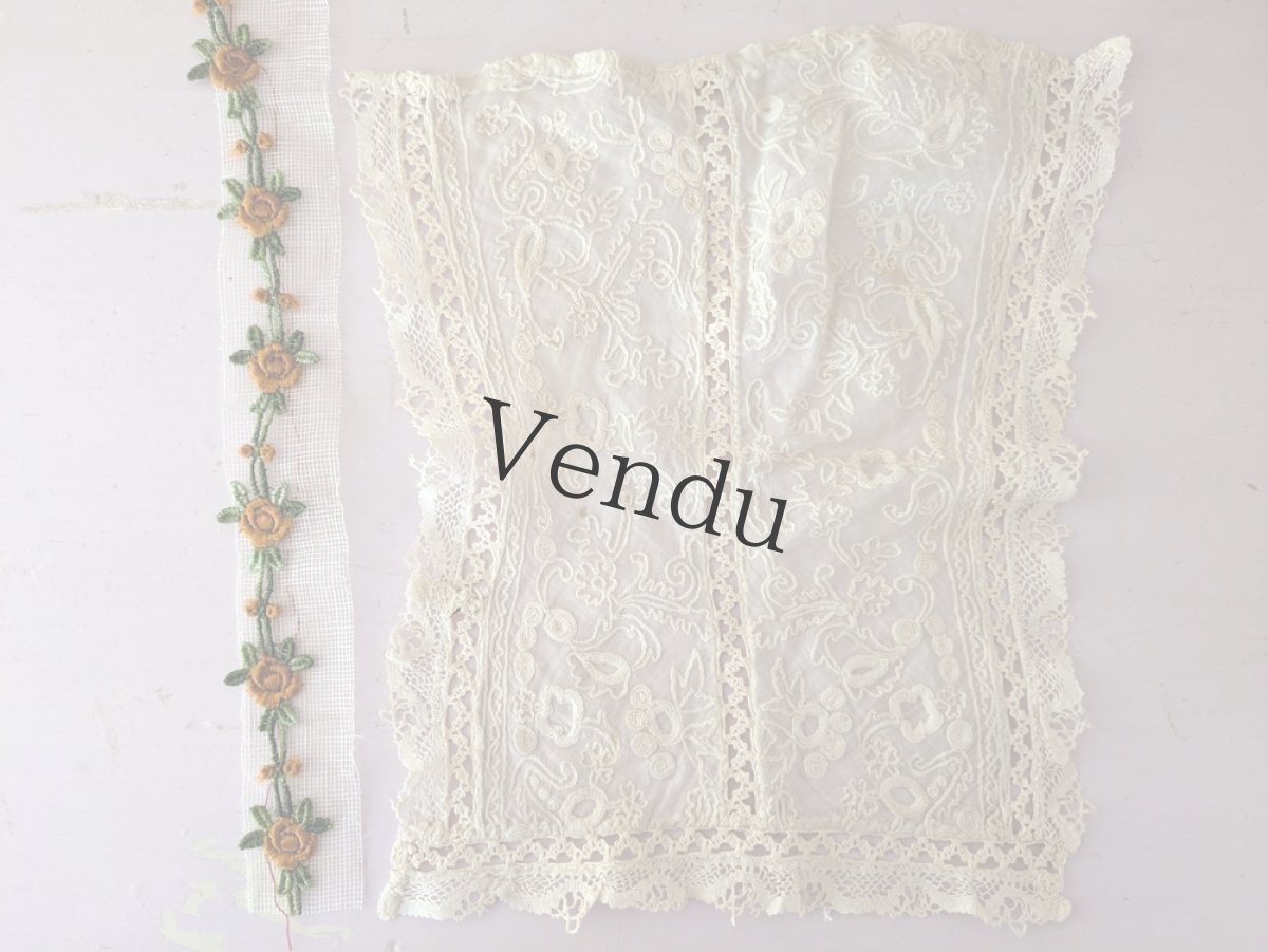 画像6: フランスアンティーク　はぎれパーツセット＋ばらのトリム＋貝ボタンつき (6)