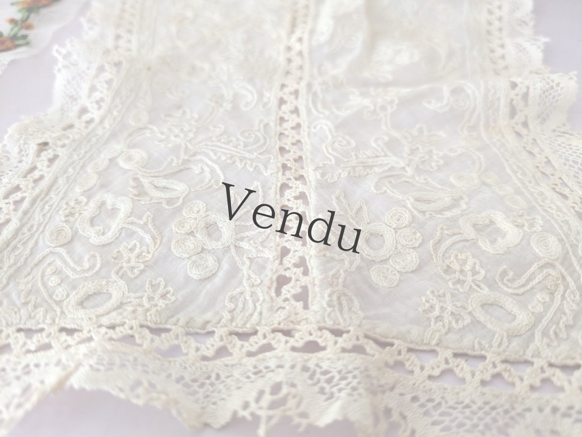 画像7: フランスアンティーク　はぎれパーツセット＋ばらのトリム＋貝ボタンつき (7)