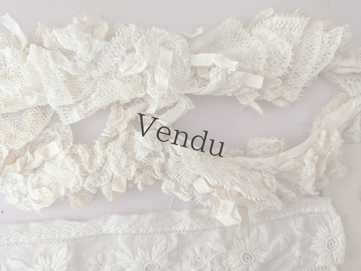 画像3: フランスアンティーク　はぎれパーツセット＋ばらのトリム＋貝ボタンつき (3)