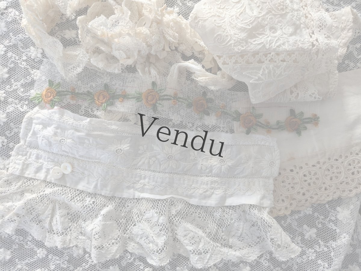 画像11: フランスアンティーク　はぎれパーツセット＋ばらのトリム＋貝ボタンつき (11)