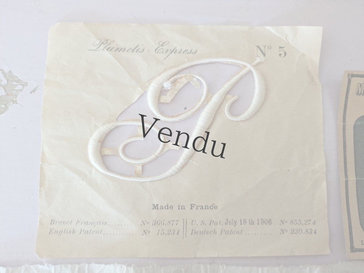 画像6: フランスアンティーク 刺繍メルスリーセット (6)