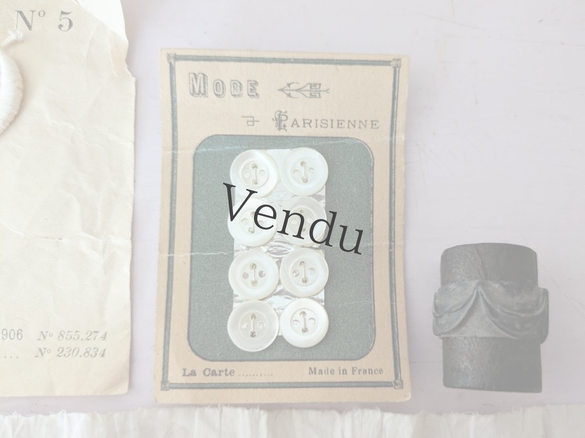 画像7: フランスアンティーク 刺繍メルスリーセット (7)