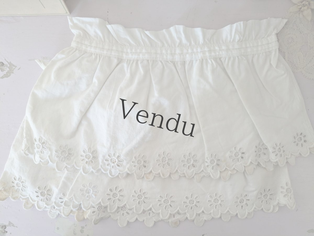 画像1: フランスアンティーク　カットワーク刺繍のはぎれパーツ（キュロットの裾ペア） (1)