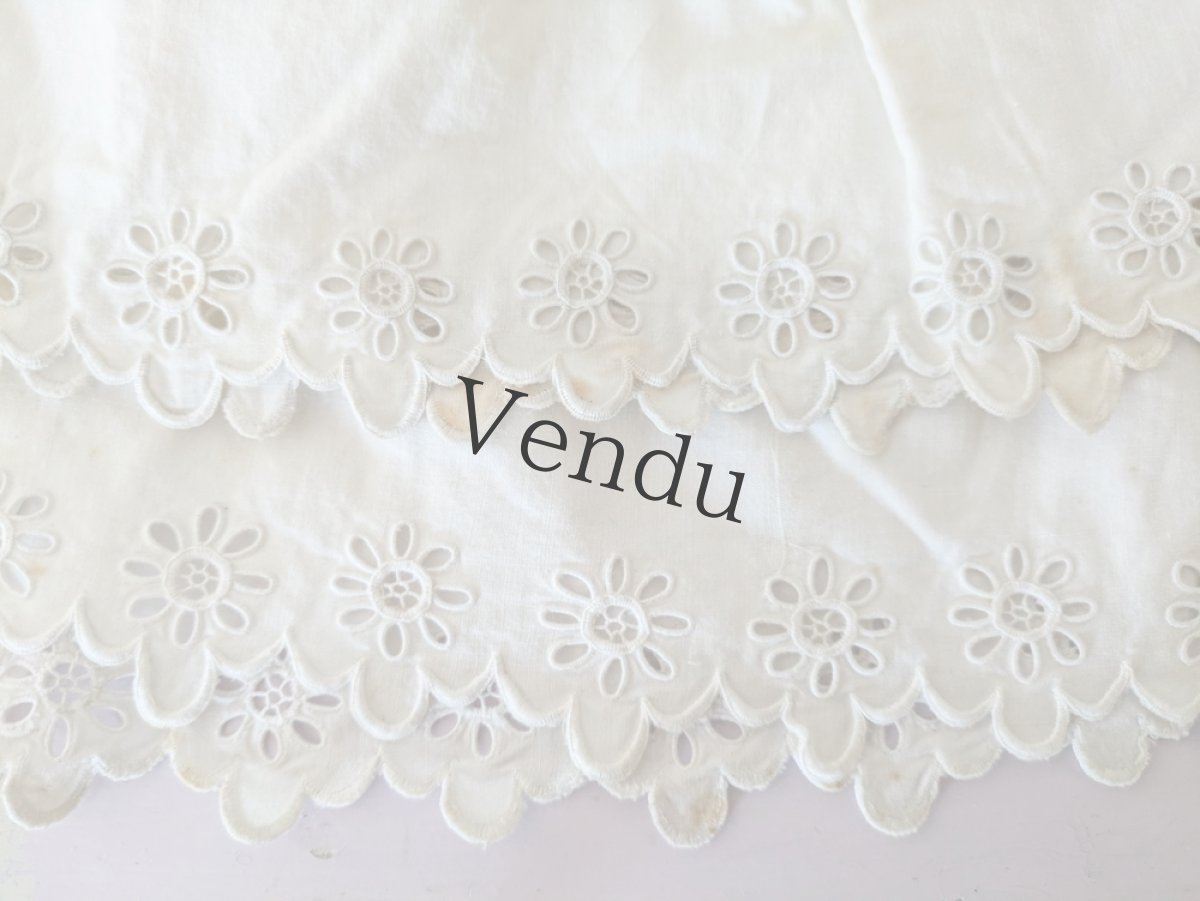 画像2: フランスアンティーク　カットワーク刺繍のはぎれパーツ（キュロットの裾ペア） (2)