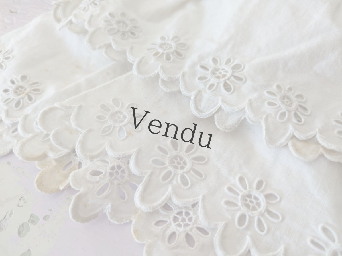 画像3: フランスアンティーク　カットワーク刺繍のはぎれパーツ（キュロットの裾ペア） (3)