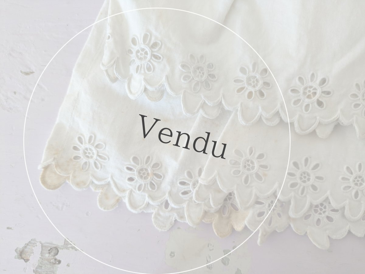 画像4: フランスアンティーク　カットワーク刺繍のはぎれパーツ（キュロットの裾ペア） (4)