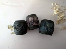 画像1: フランスアンティーク 刺繍木製スタンプ 3個セットB 24-27mm (1)