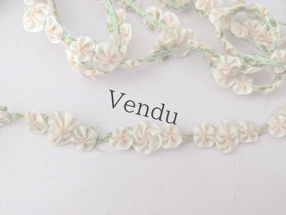 画像2: フランスアンティーク　ロココリボン ペッシュピンク 50cm〜 (2)