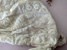 画像3: フランス 1900年前後 白糸刺繍のボネ (3)